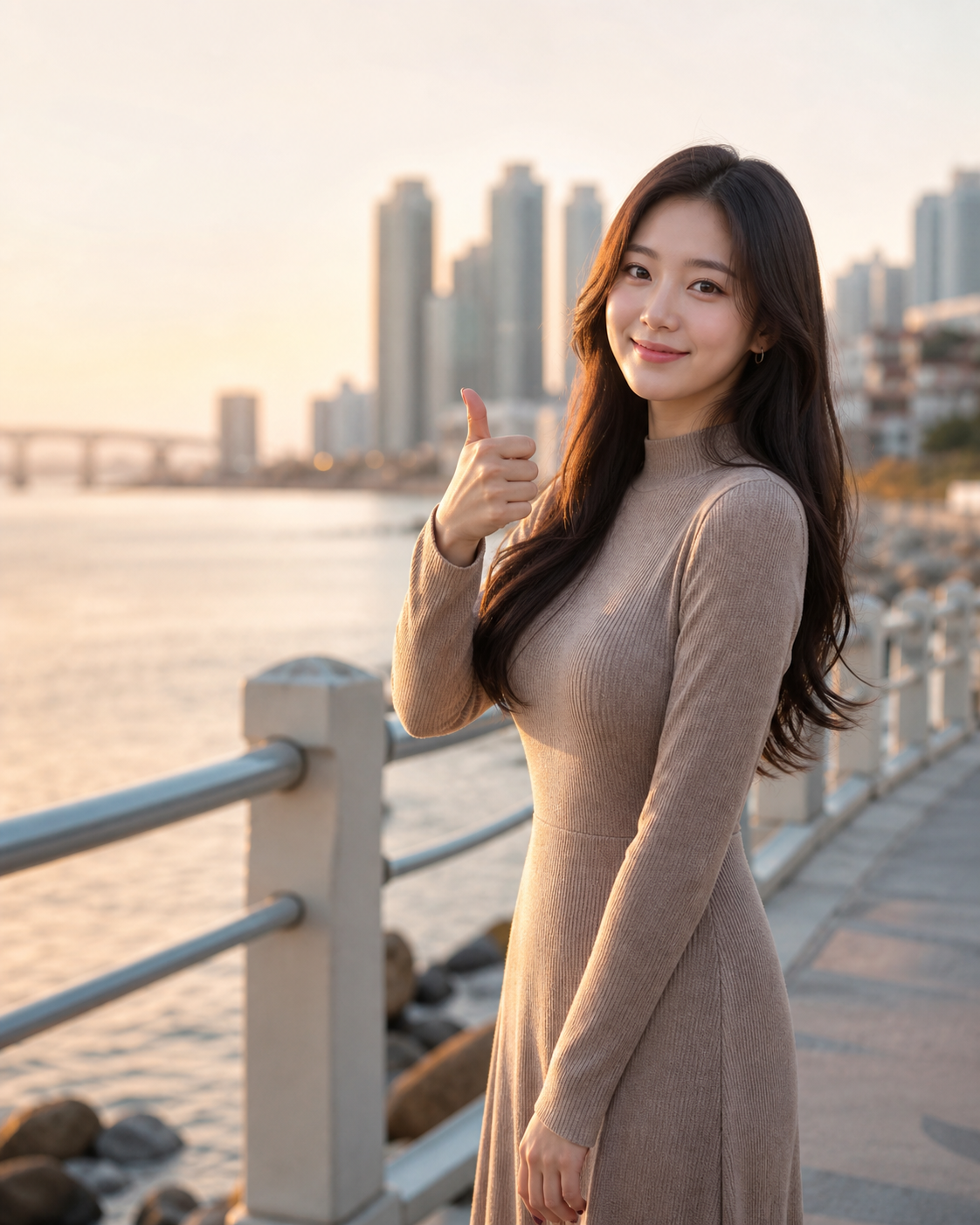 부산 방문 일정을 안내하는 20대 한국인 여성 관리사